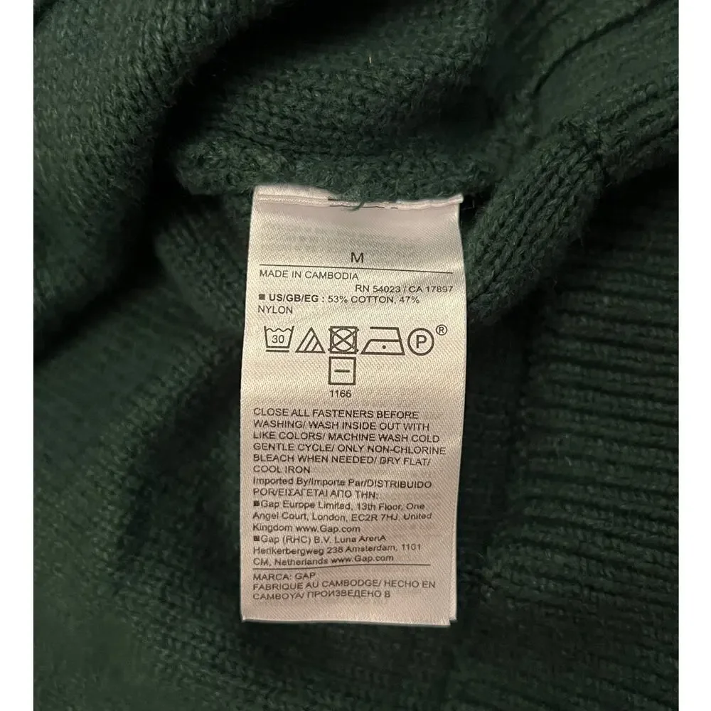 NWT Gap Green Cotton Blend Collared Sweater